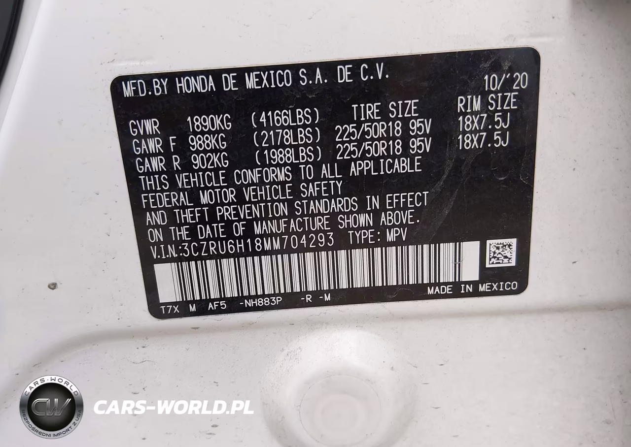 2021 Honda Hr-V Awd Sport VIN:3CZRU6H18MM704293 - 9