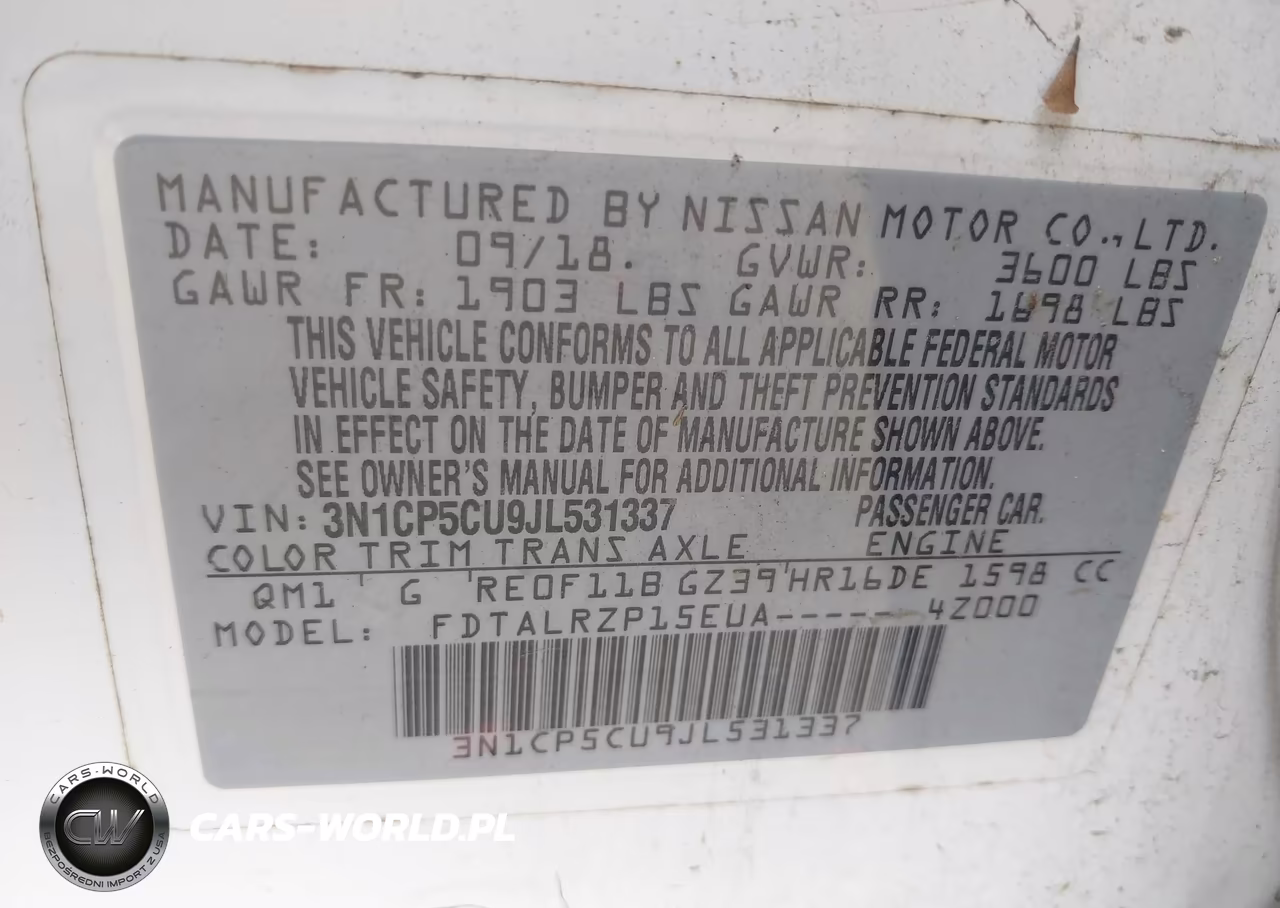 2018 Nissan Kicks S VIN:3N1CP5CU9JL531337 - 9