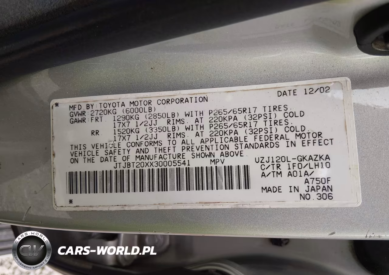 2003 Lexus Gx 470 VIN:JTJBT20XX30005541 - 9