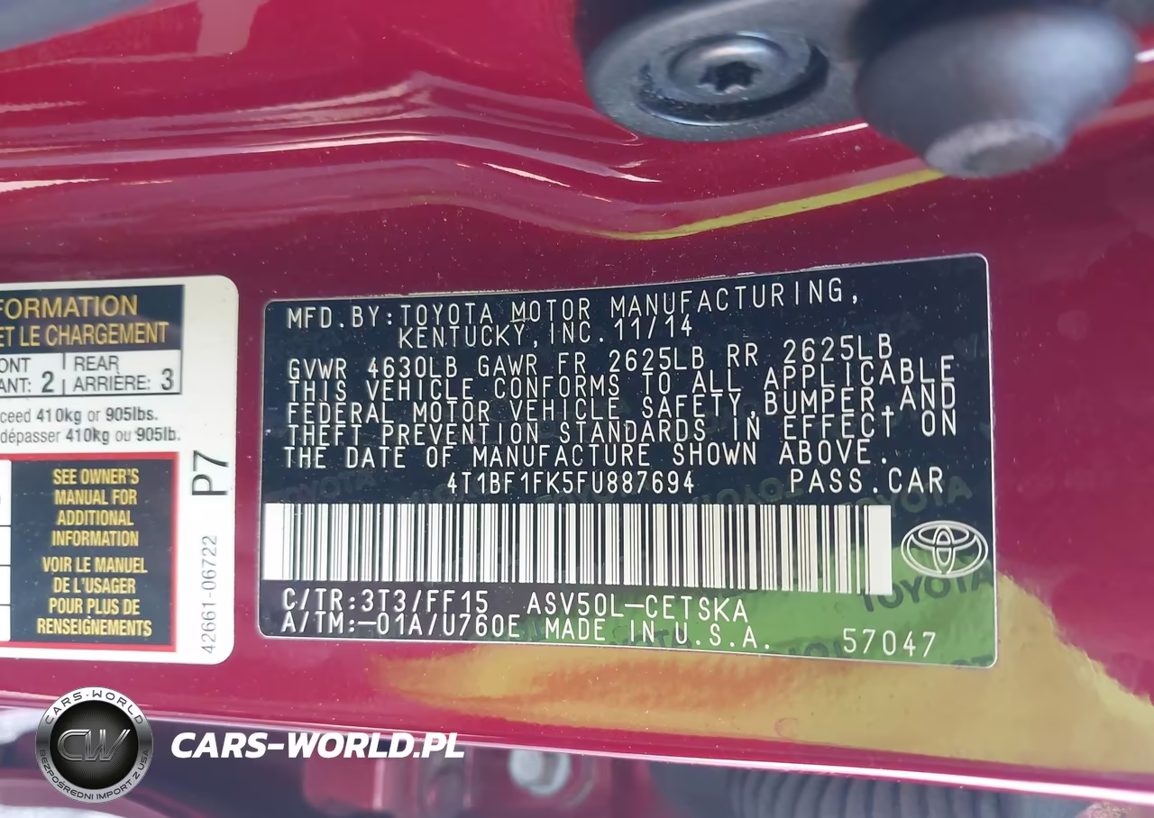 2015 Toyota Camry Se VIN:4T1BF1FK5FU887694 - 9