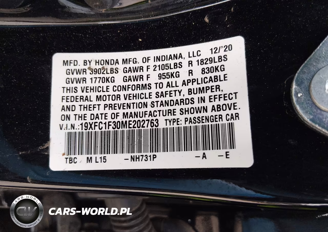 2021 Honda Civic Ex VIN:19XFC1F30ME202763 - 9