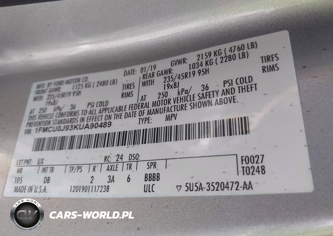 2019 Ford Escape Titanium VIN:1FMCU0J93KUA90489 - 9