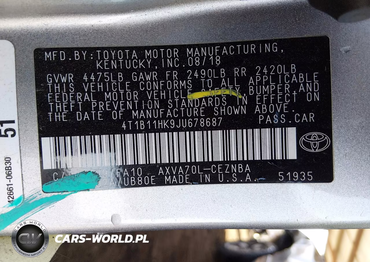 2018 Toyota Camry Le VIN:4T1B11HK9JU678687 - 9