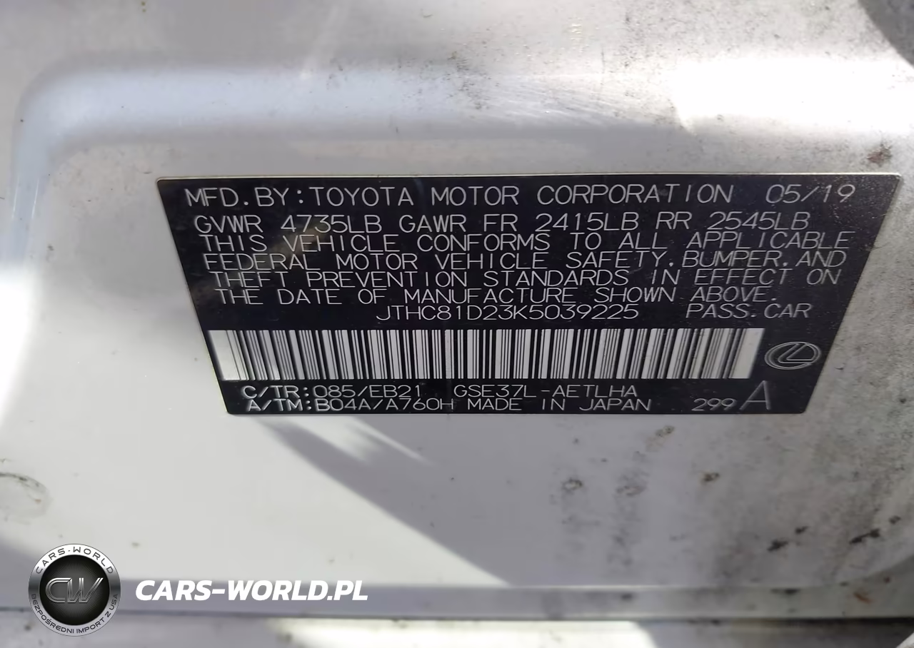 2019 Lexus Is 300 VIN:JTHC81D23K5039225 - 9