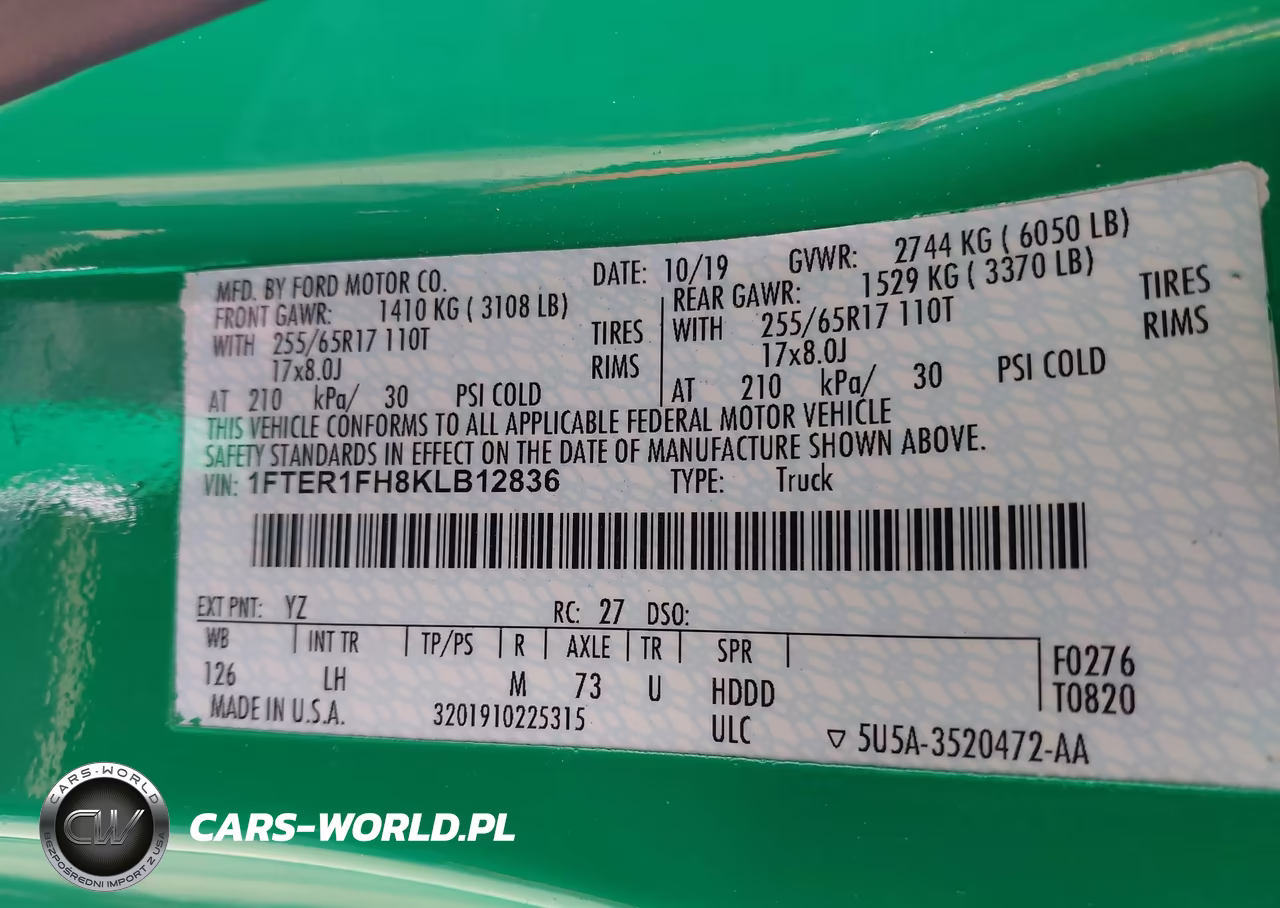 2019 Ford Ranger Xlt VIN:1FTER1FH8KLB12836 - 9