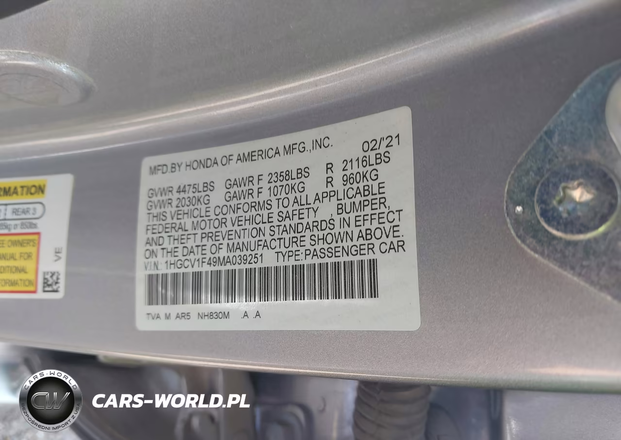2021 Honda Accord Sport Special Edition VIN:1HGCV1F49MA039251 - 9