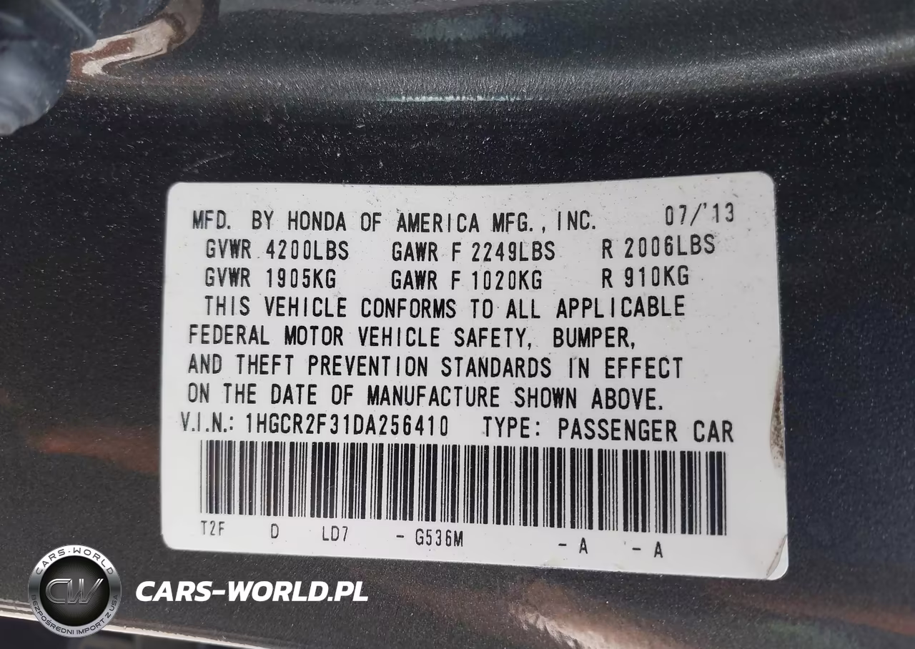 2013 Honda Accord Lx VIN:1HGCR2F31DA256410 - 9
