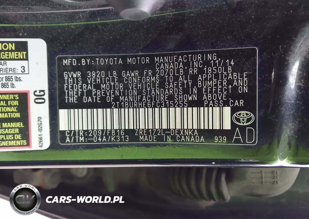 2015 Toyota Corolla Le VIN:2T1BURHE6FC315255 - 9