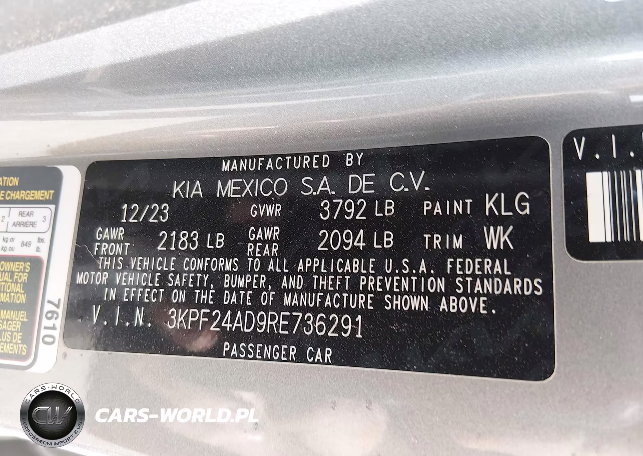 2024 Kia Forte Lxs VIN:3KPF24AD9RE736291 - 9