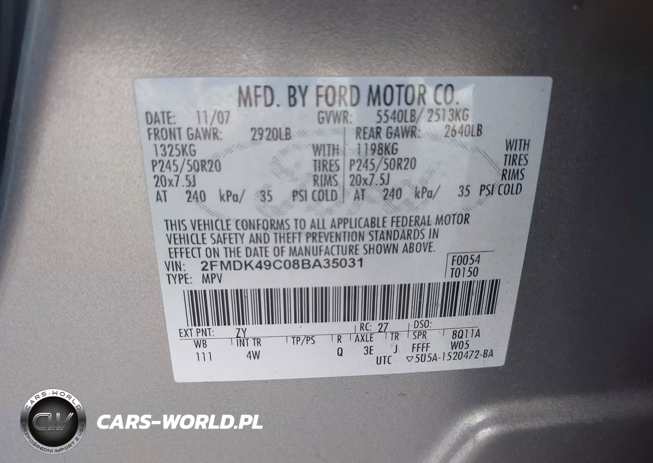2008 Ford Edge Limited VIN:2FMDK49C08BA35031 - 9