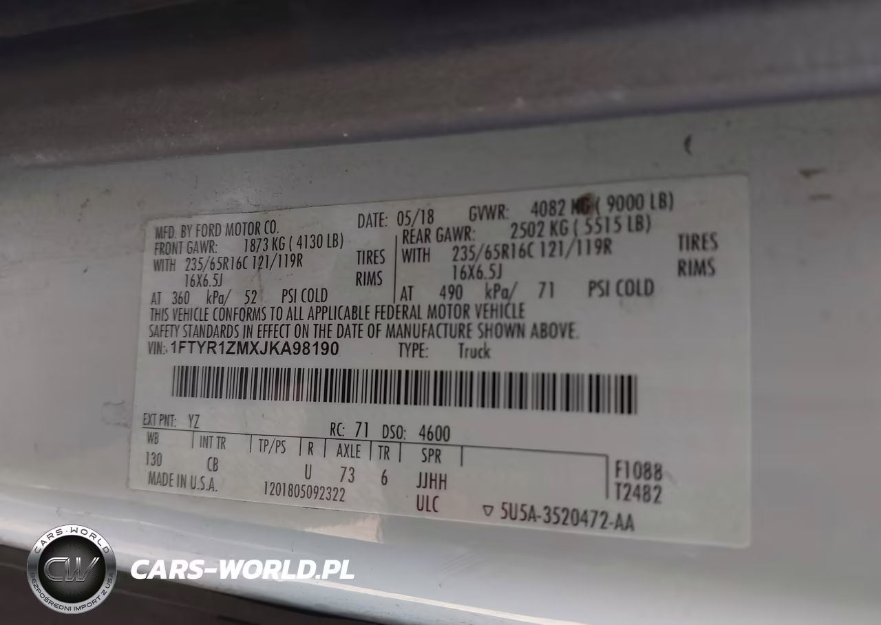 2018 Ford Transit-250 VIN:1FTYR1ZMXJKA98190 - 9