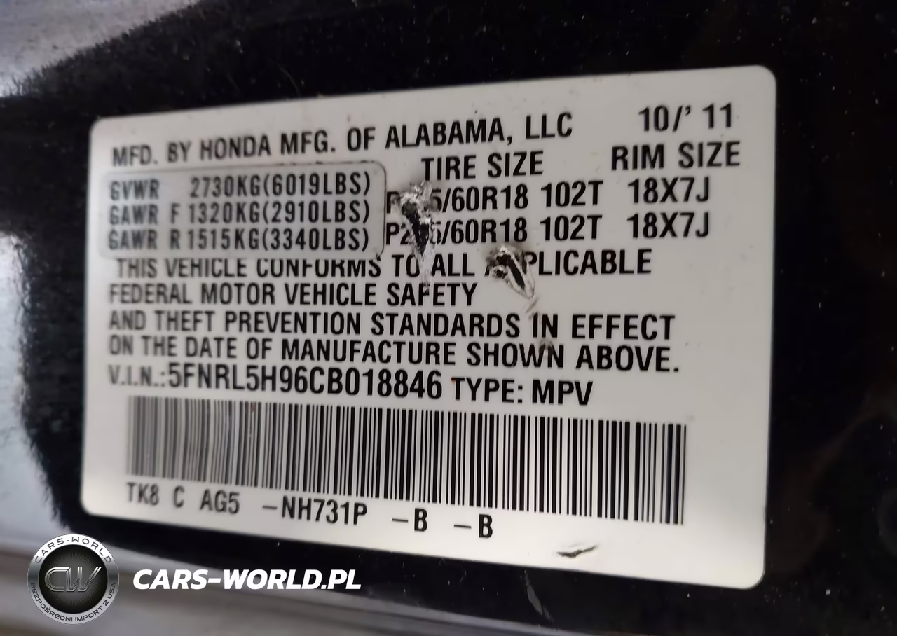 2012 Honda Odyssey Touring-Touring Elite VIN:5FNRL5H96CB018846 - 9