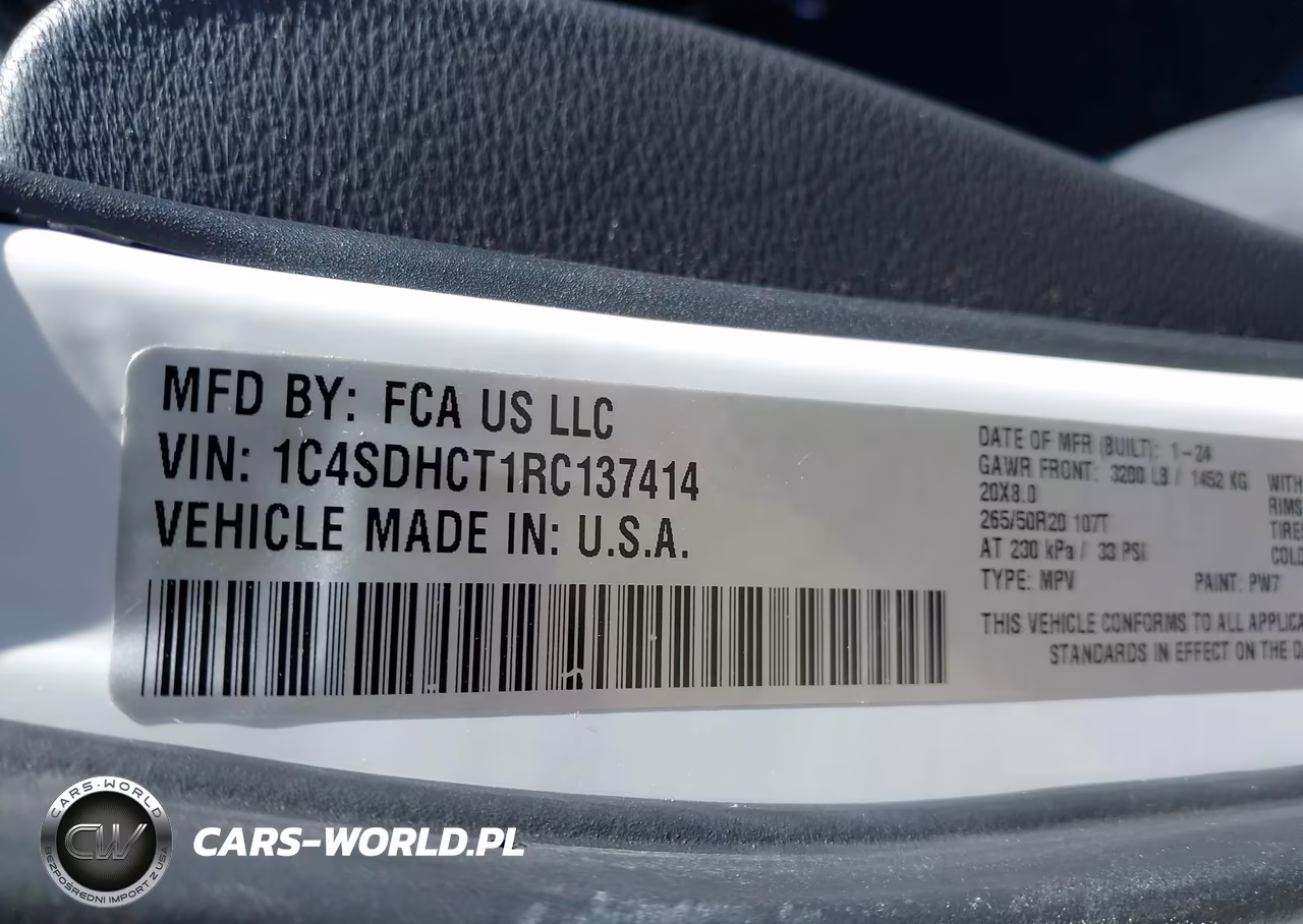 2024 Dodge Durango R-T Plus Rwd VIN:1C4SDHCT1RC137414 - 9