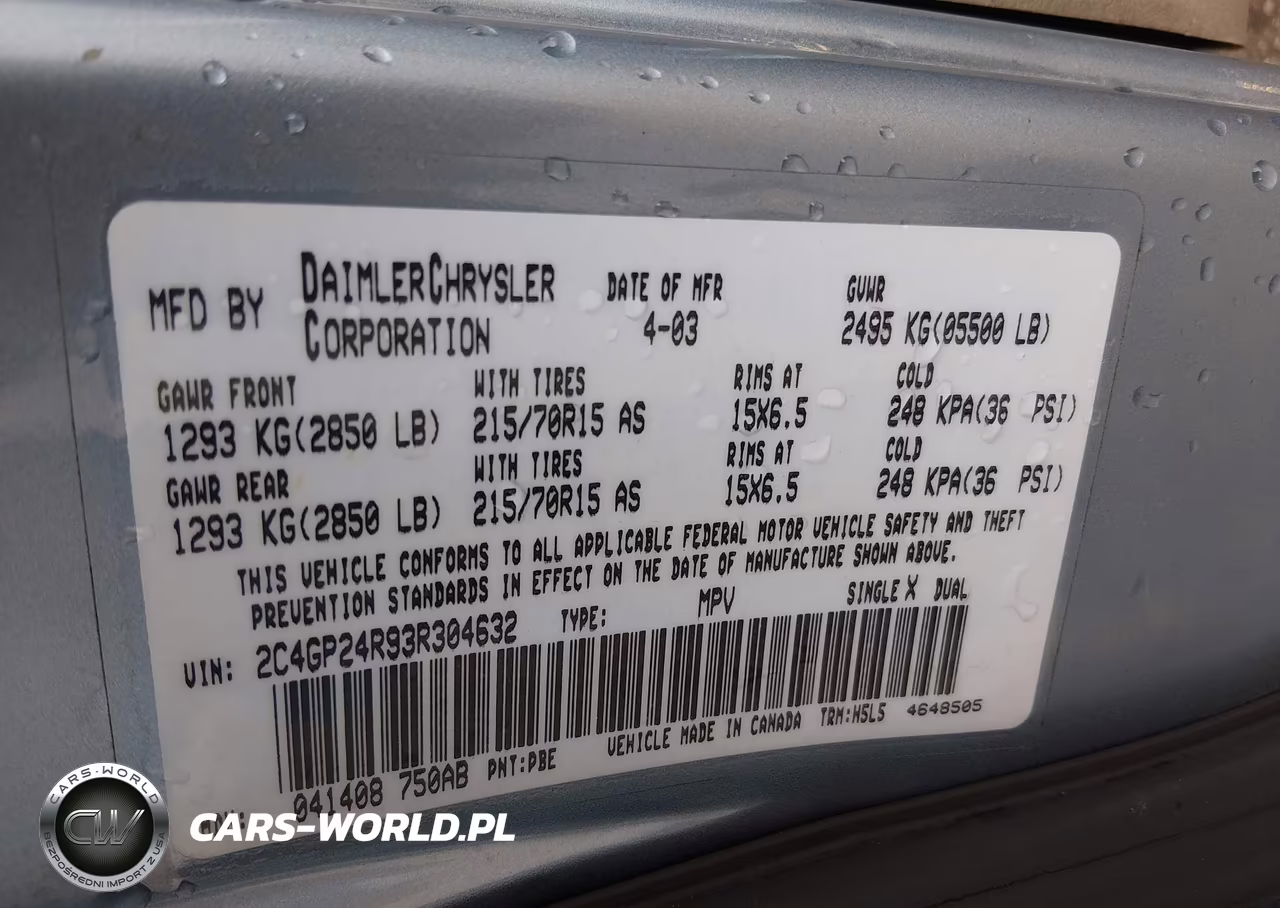 2003 Chrysler Town & Country VIN:2C4GP24R93R304632 - 9