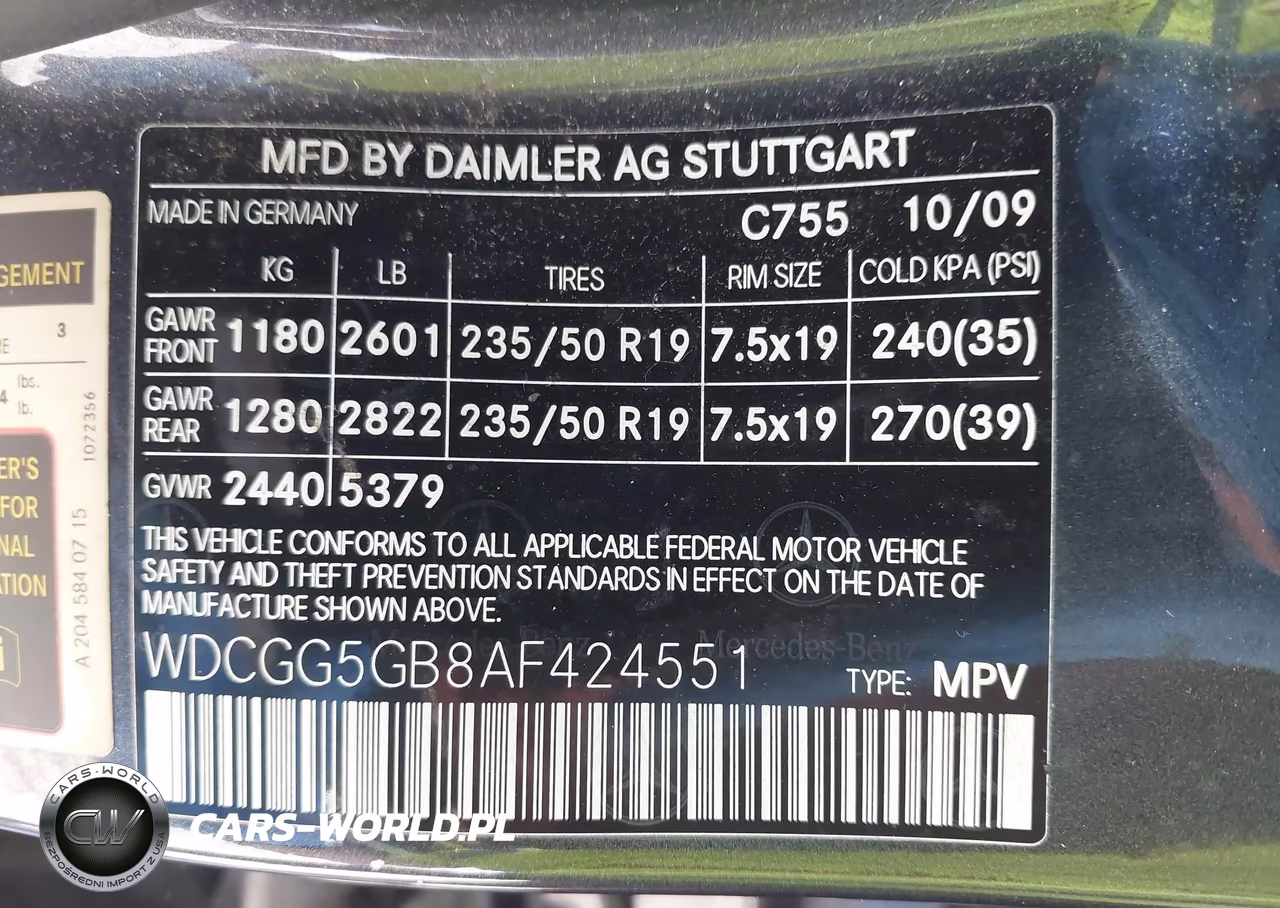 2010 Mercedes-Benz Glk 350 VIN:WDCGG5GB8AF424551 - 9