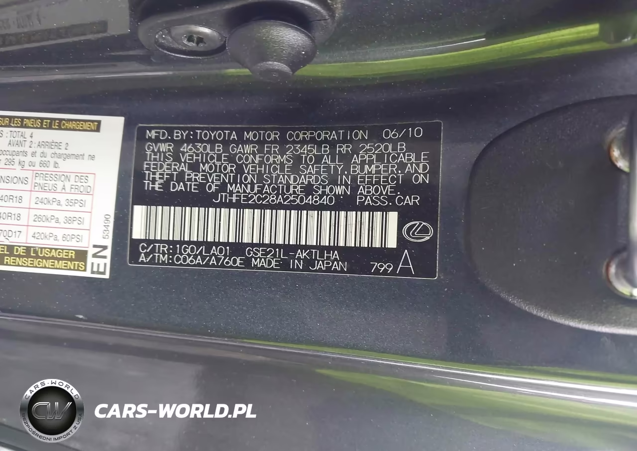 2010 Lexus Is 350C VIN:JTHFE2C28A2504840 - 9