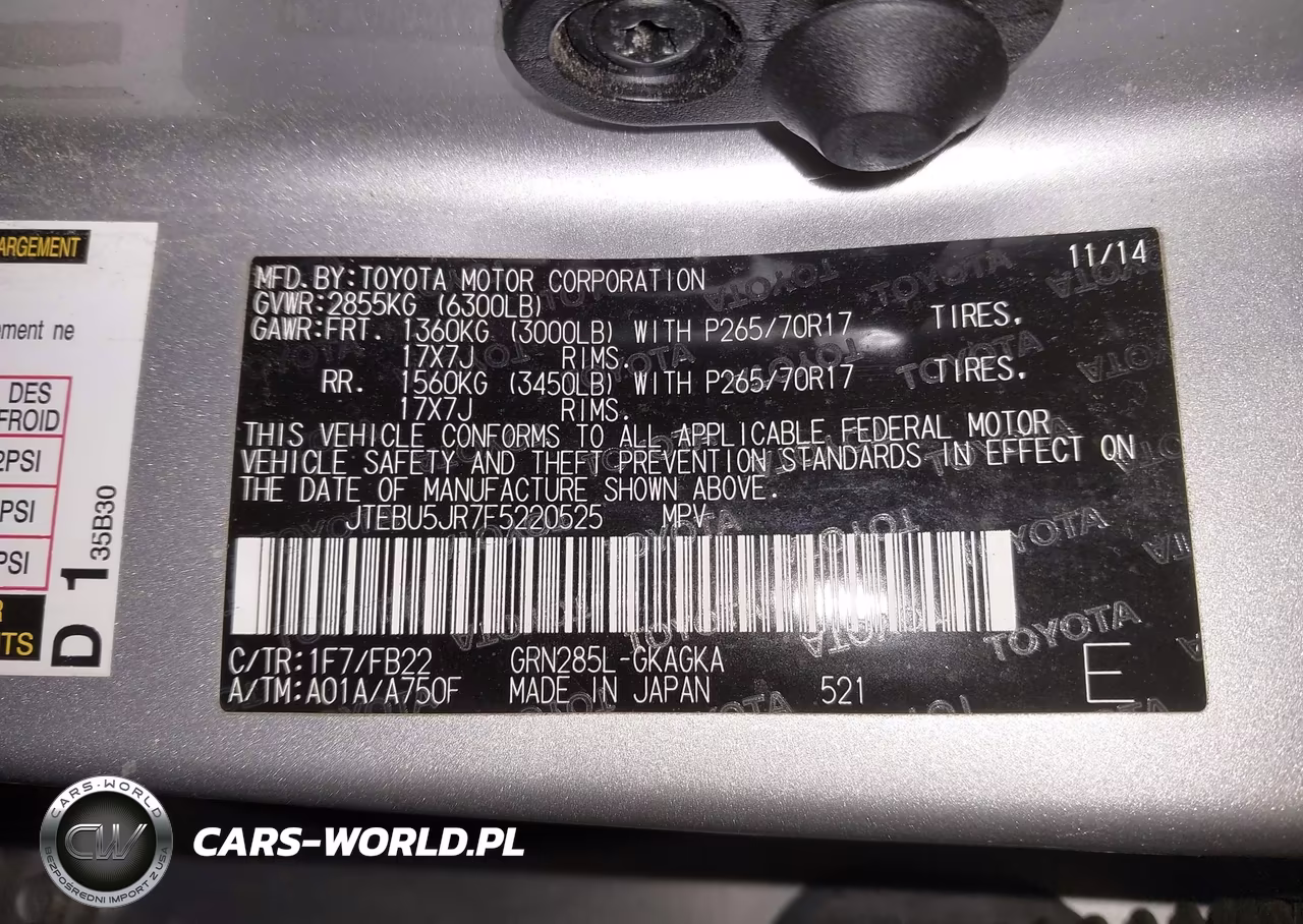 2015 Toyota 4Runner Sr5 VIN:JTEBU5JR7F5220525 - 9