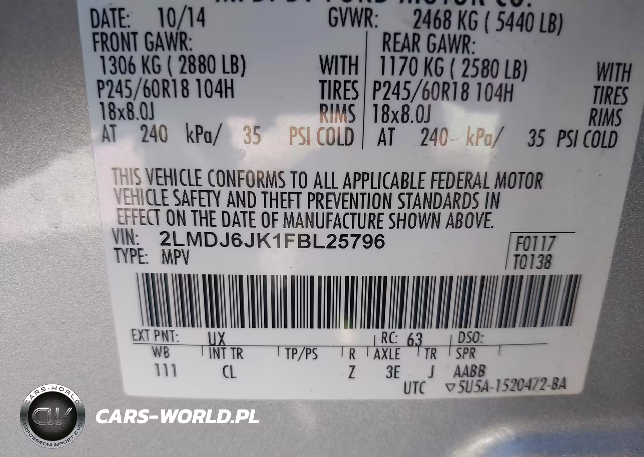 2015 Lincoln Mkx VIN:2LMDJ6JK1FBL25796 - 9