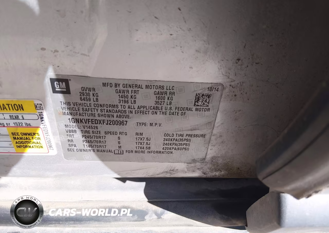 2015 Chevrolet Traverse Ls VIN:1GNKVFEDXFJ200967 - 9