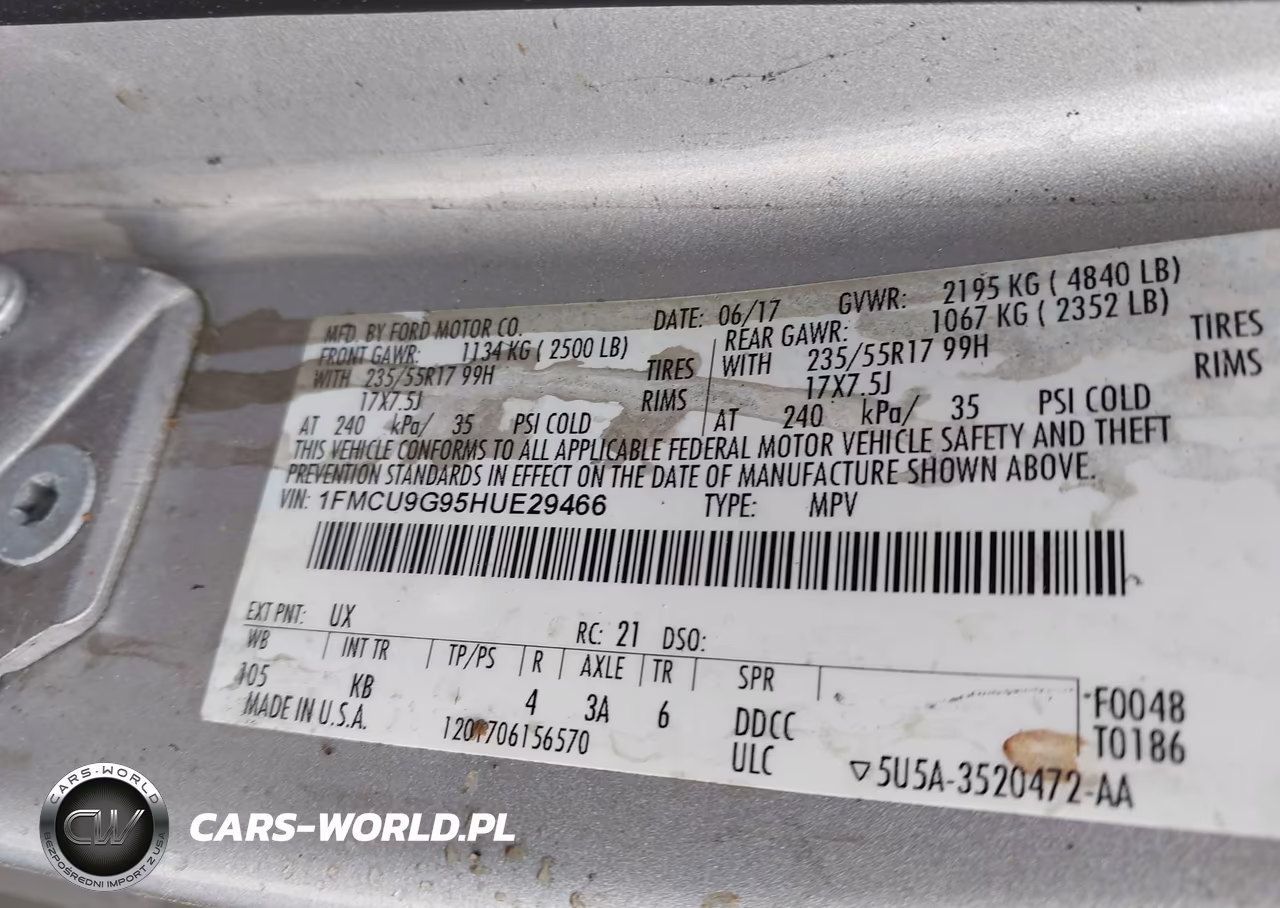 2017 Ford Escape Se VIN:1FMCU9G95HUE29466 - 9
