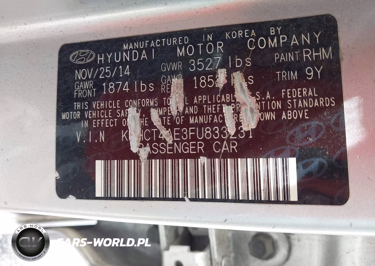 2015 Hyundai Accent Gls VIN:KMHCT4AE3FU833231 - 9