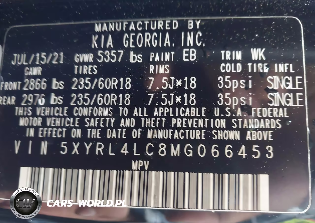2021 Kia Sorento S VIN:5XYRL4LC8MG066453 - 9