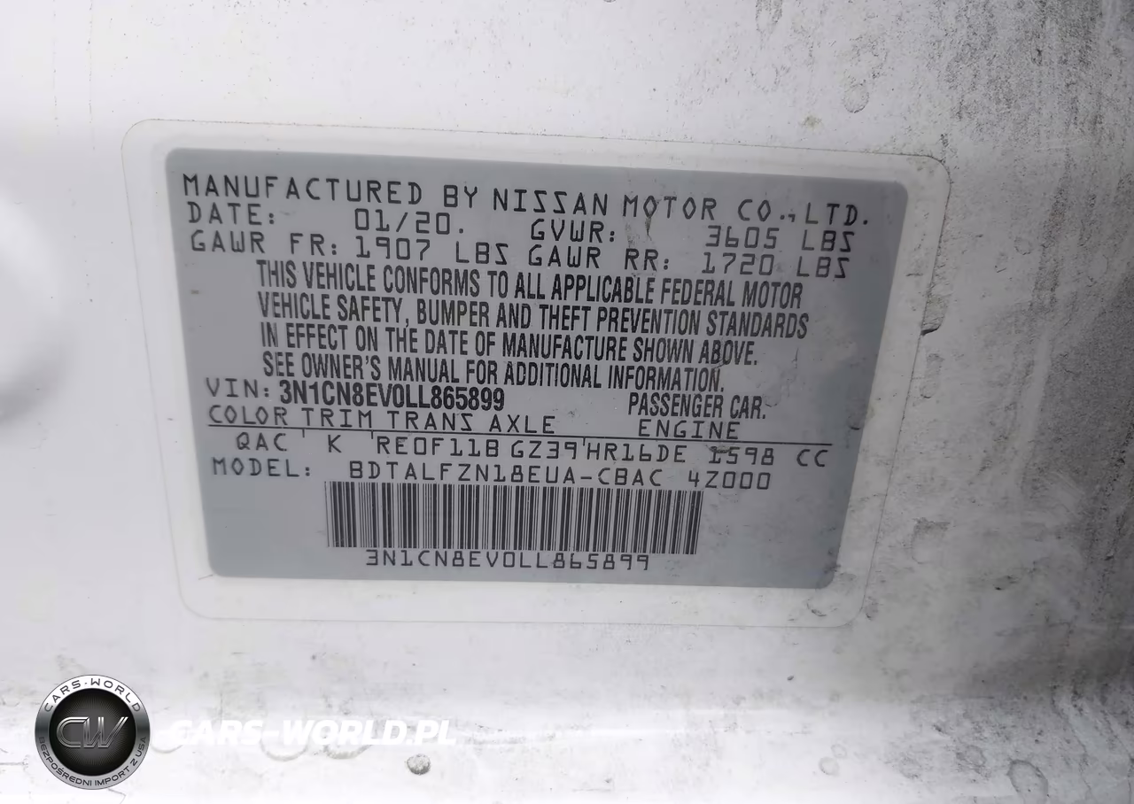 2020 Nissan Versa Sv Xtronic Cvt VIN:3N1CN8EV0LL865899 - 9