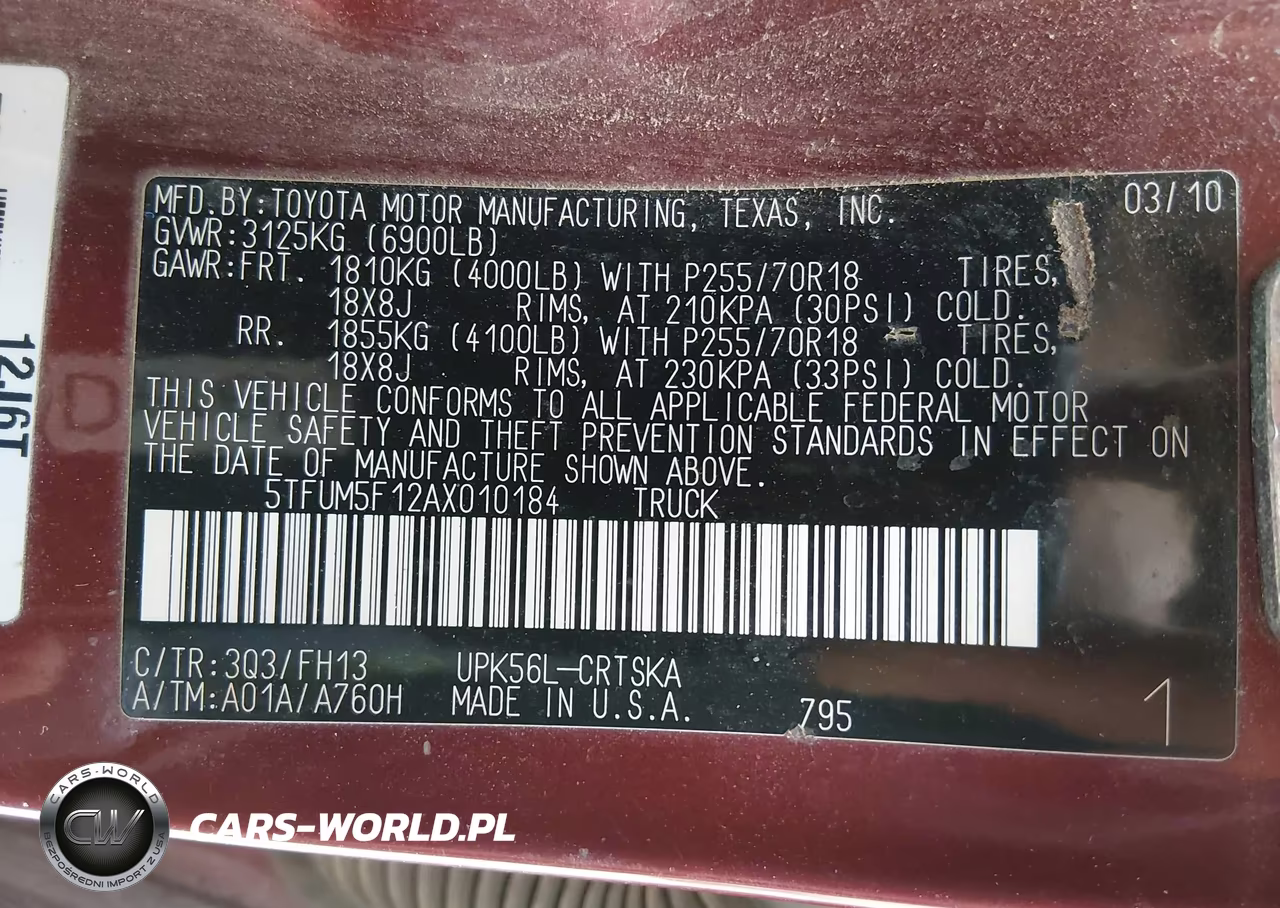 2010 Toyota Tundra Grade 4.6L V8 VIN:5TFUM5F12AX010184 - 9