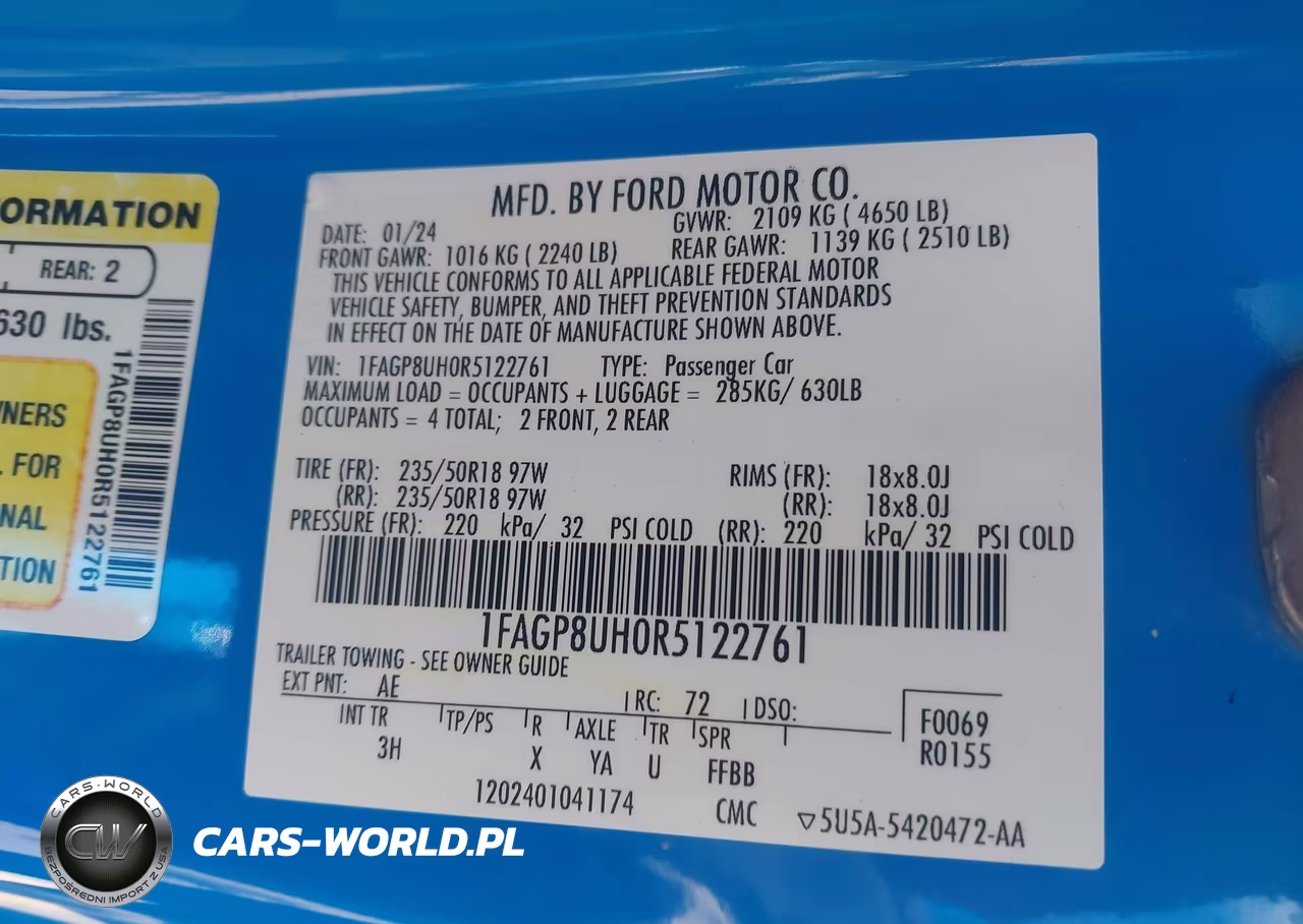 2024 Ford Mustang Ecoboost Premium VIN:1FAGP8UH0R5122761 - 9