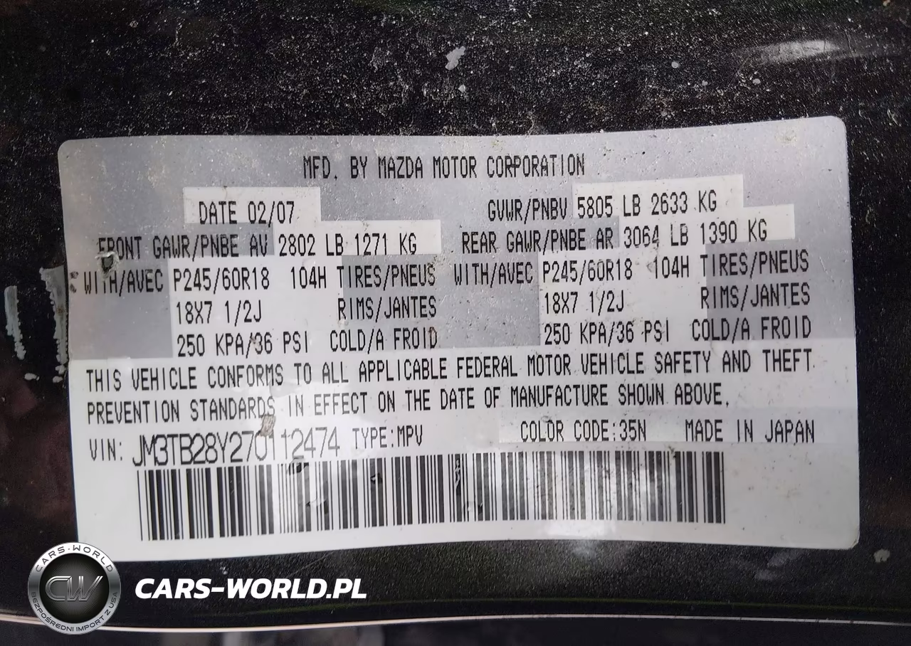 2007 Mazda Cx-9 Touring VIN:JM3TB28Y270112474 - 9