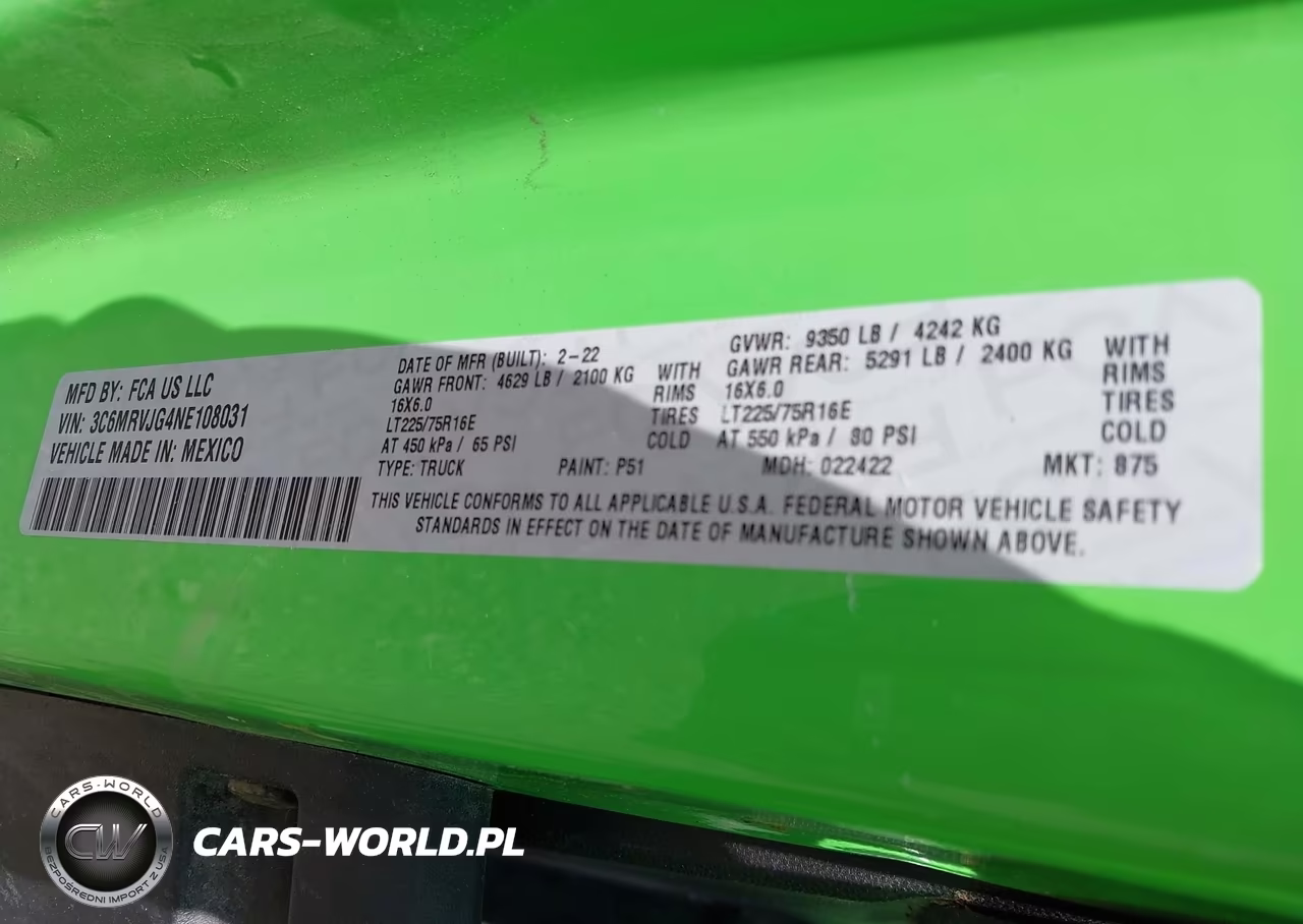 2022 Ram Promaster 3500 Cargo Van High Roof 159 Wb Ext VIN:3C6MRVJG4NE108031 - 9