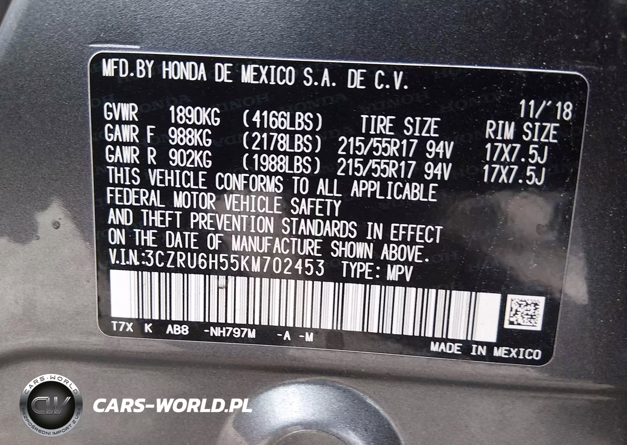2019 Honda Hr-V Ex VIN:3CZRU6H55KM702453 - 9