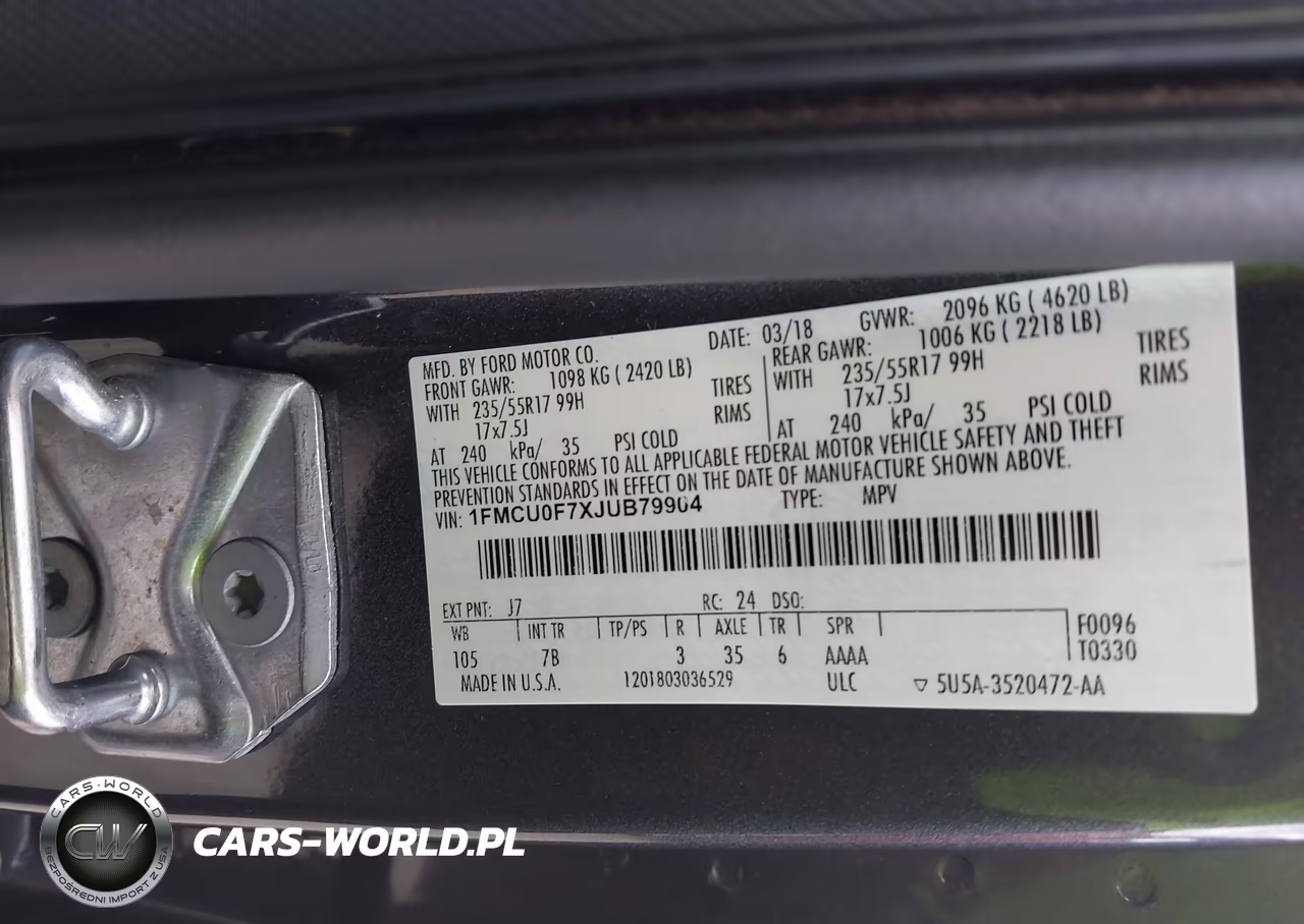2018 Ford Escape S VIN:1FMCU0F7XJUB79904 - 9