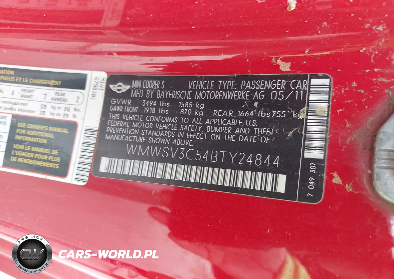 2011 Mini Cooper S VIN:WMWSV3C54BTY24844 - 9
