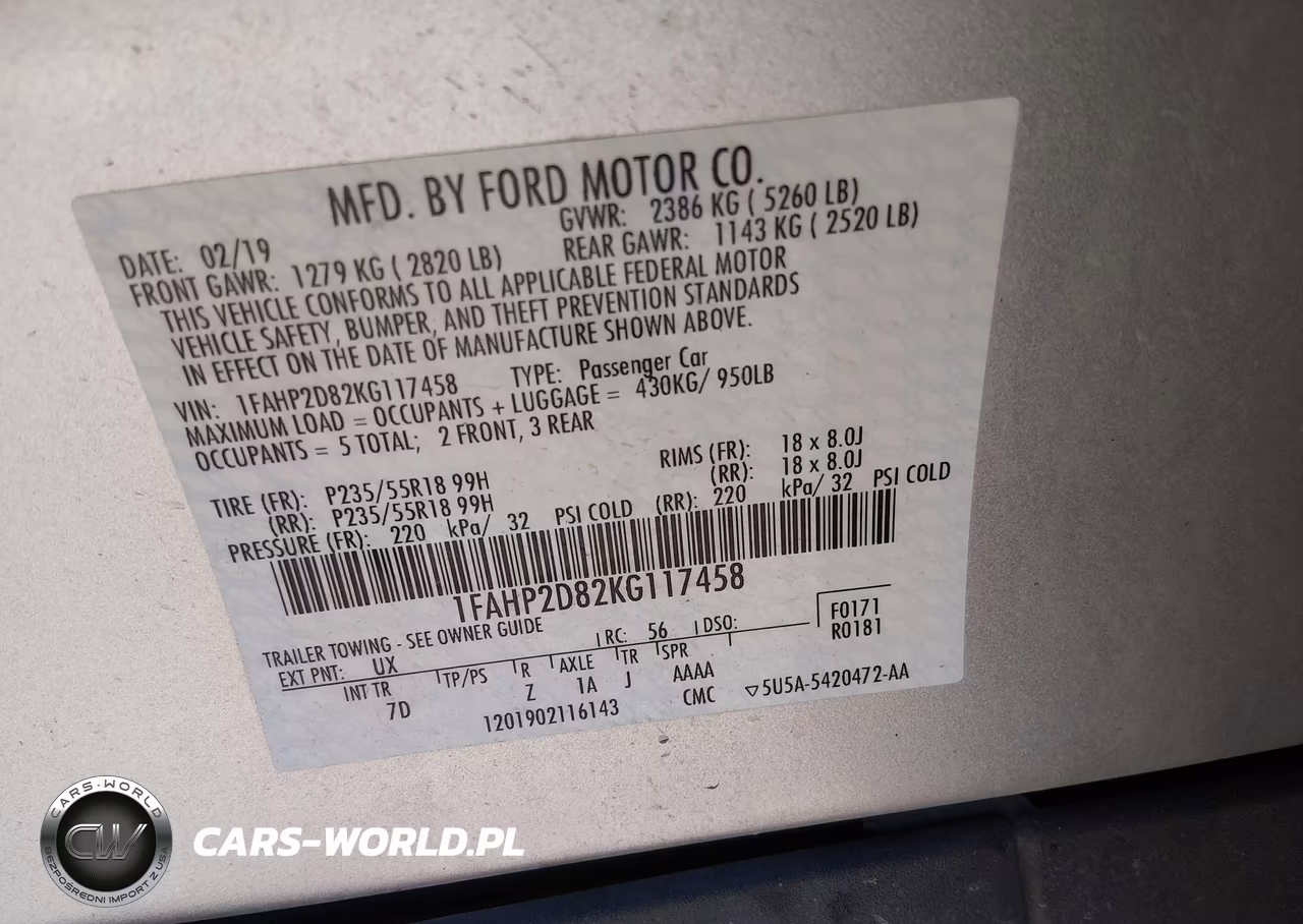 2019 Ford Taurus Se VIN:1FAHP2D82KG117458 - 9