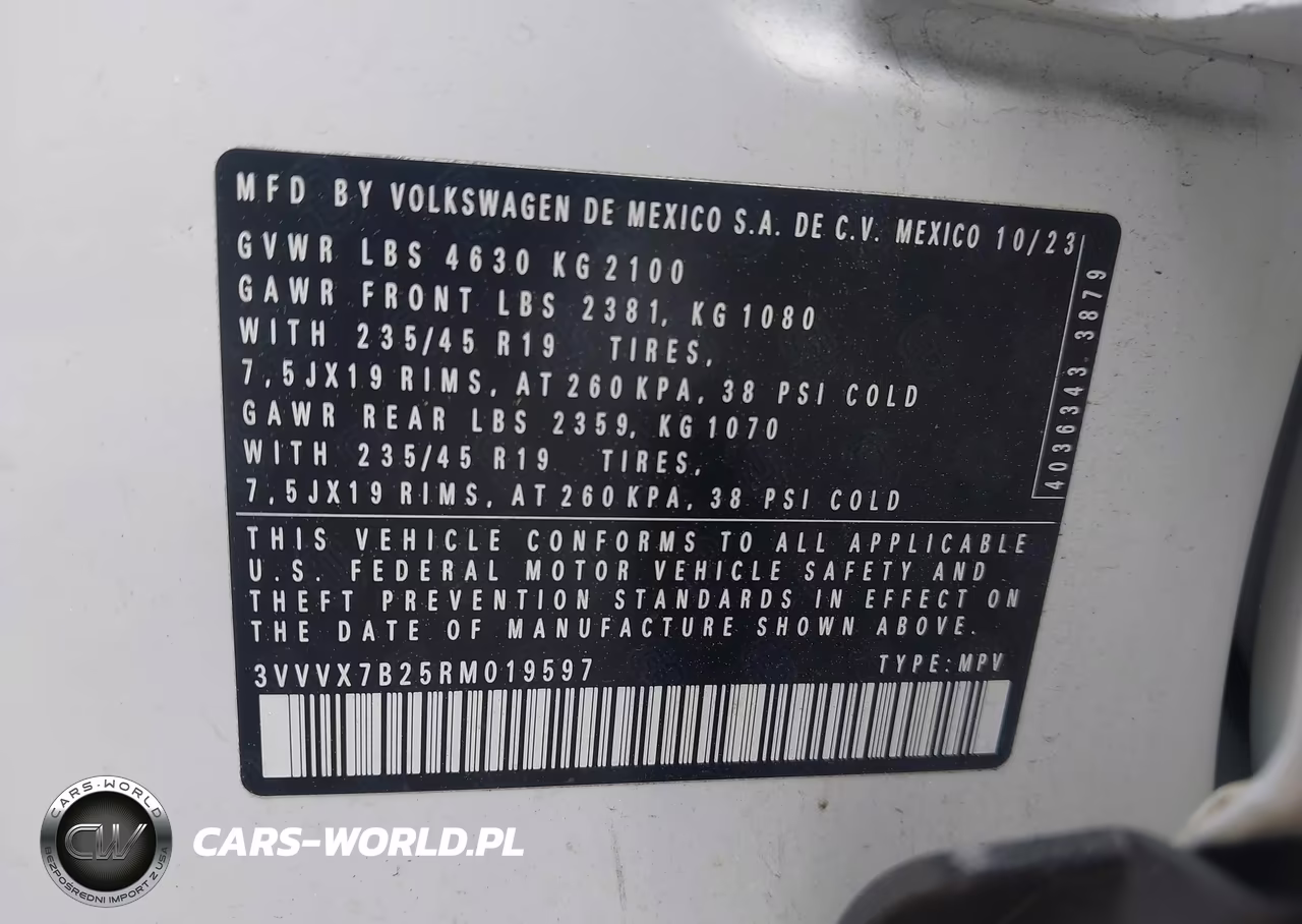 2024 Volkswagen Taos 1.5T Se VIN:3VVVX7B25RM019597 - 9