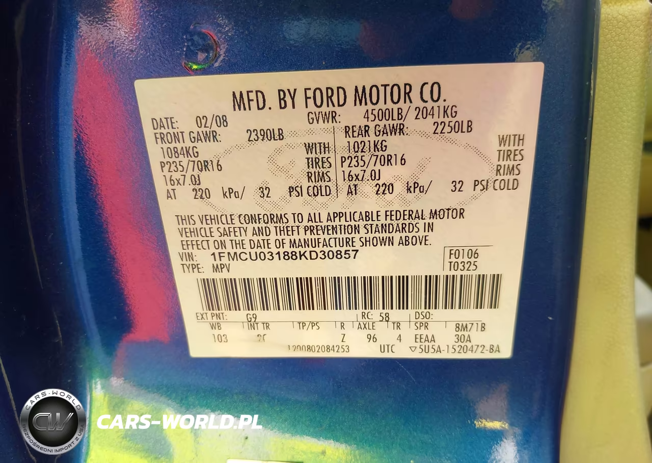 2008 Ford Escape Xlt VIN:1FMCU03188KD30857 - 9
