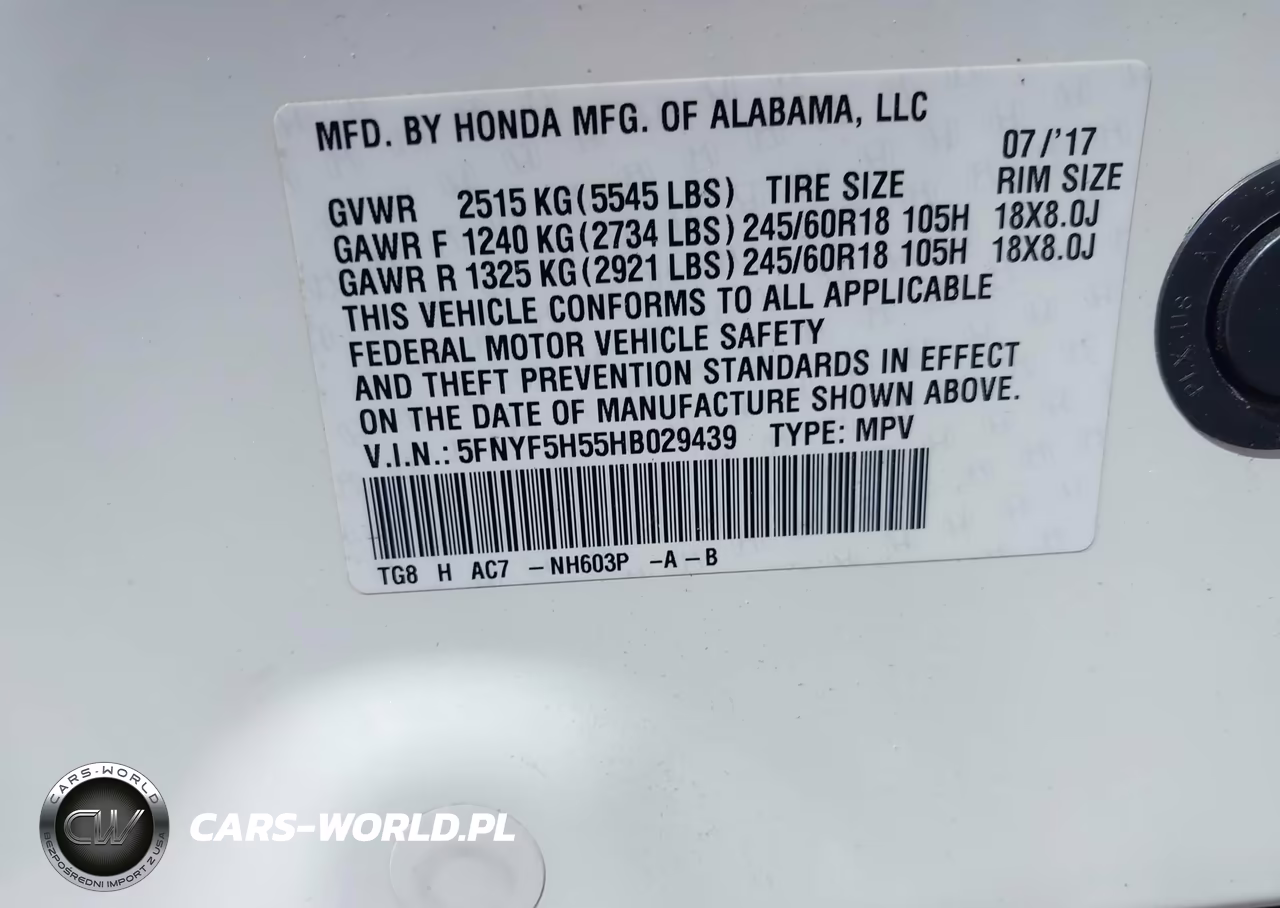 2017 Honda Pilot Ex-L VIN:5FNYF5H55HB029439 - 9