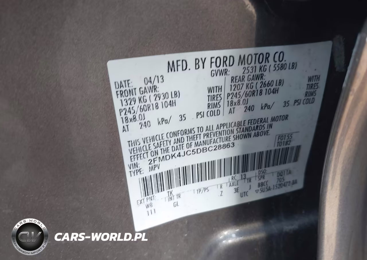 2013 Ford Edge Sel VIN:2FMDK4JC5DBC28863 - 9
