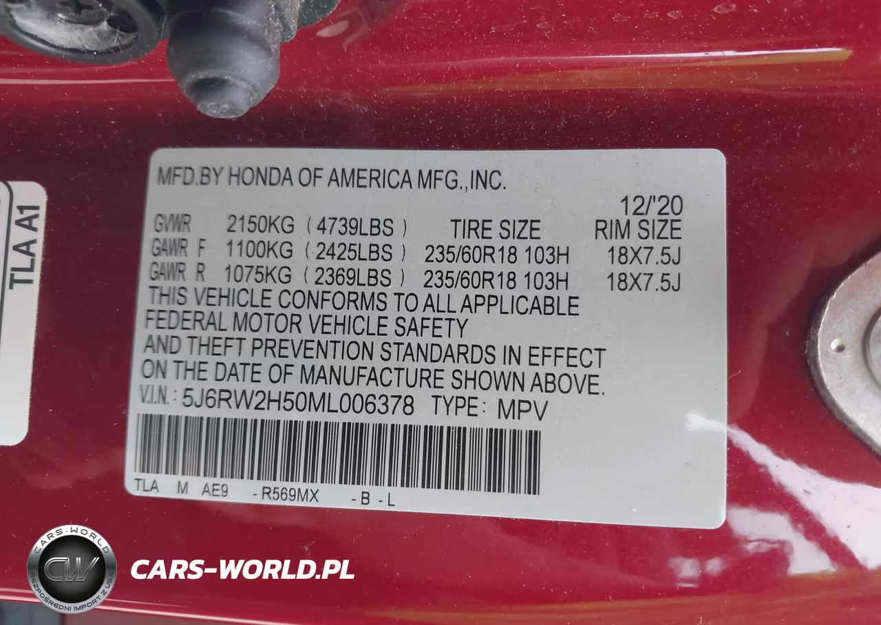 2021 Honda Cr-V Awd Ex VIN:5J6RW2H50ML006378 - 9