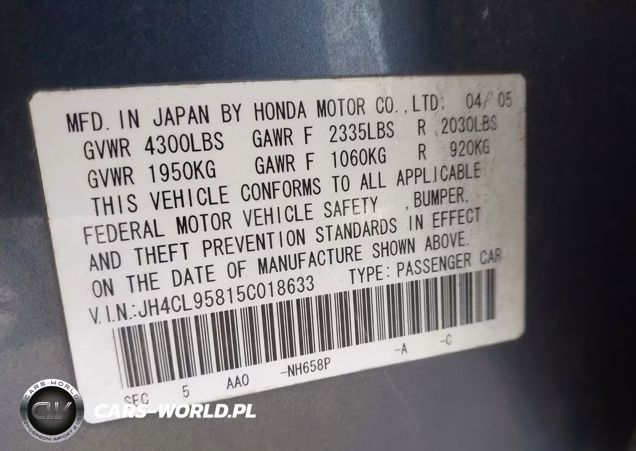2005 Acura Tsx VIN:JH4CL95815C018633 - 9