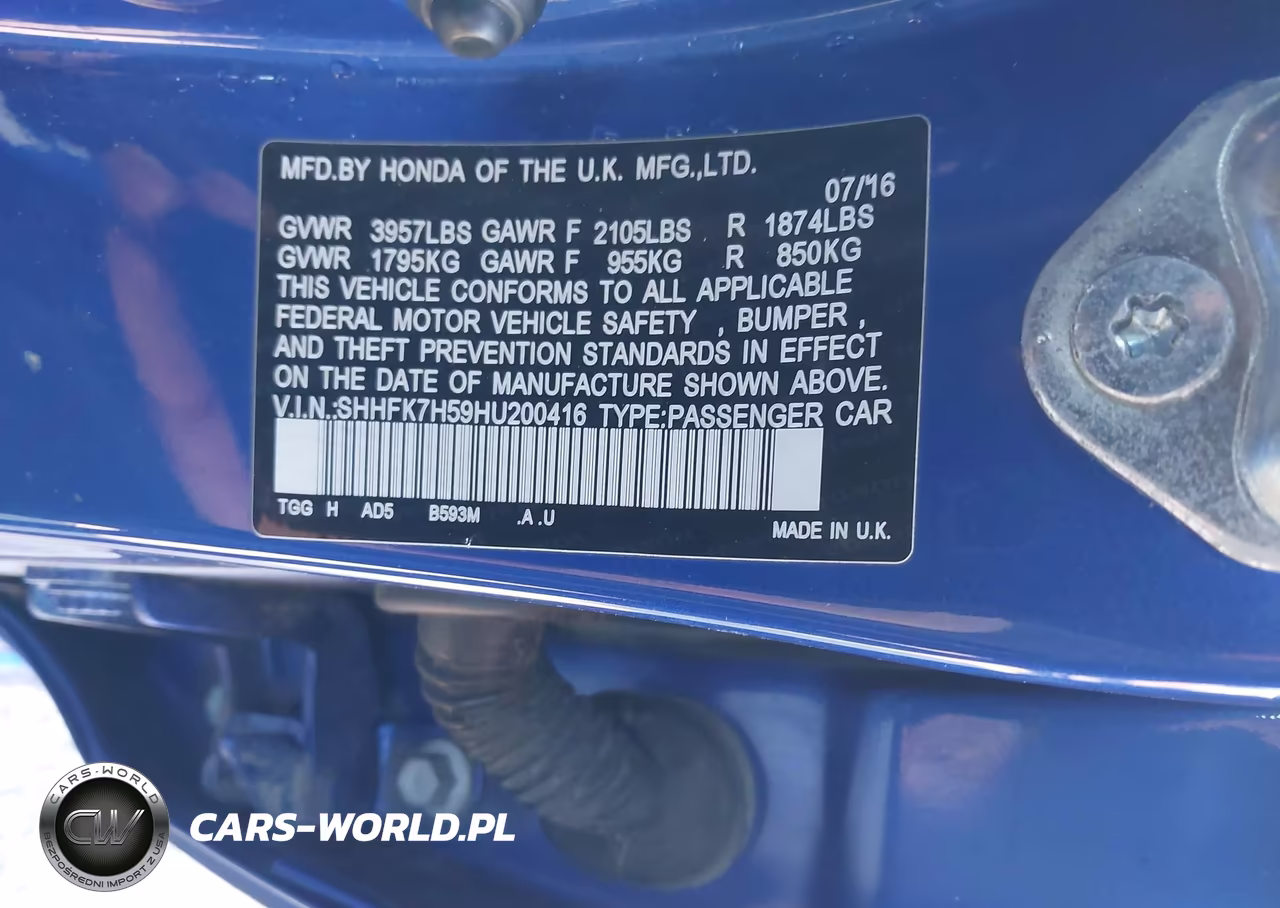 2017 Honda Civic Ex VIN:SHHFK7H59HU200416 - 9