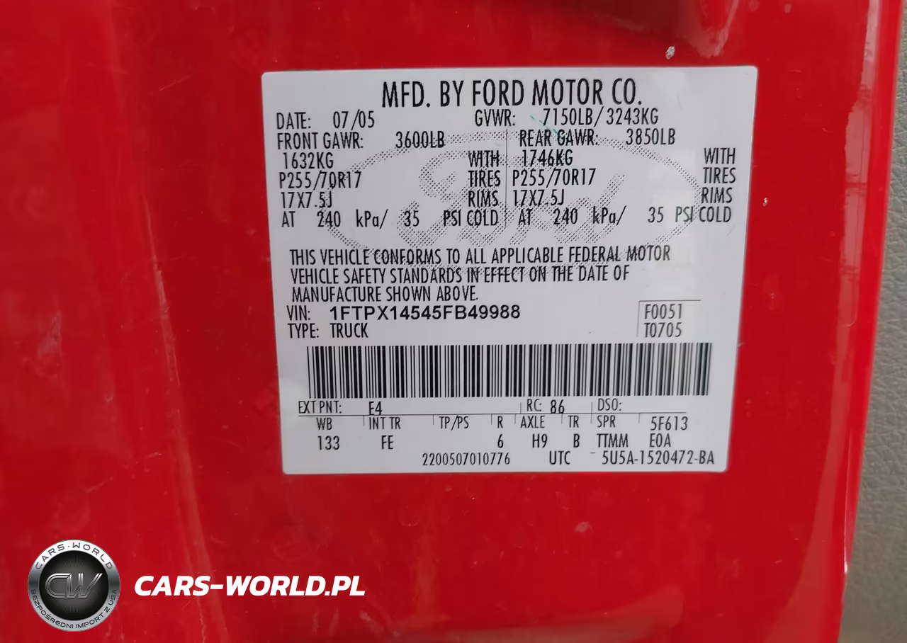 2005 Ford F-150 Fx4-Lariat-Xl-Xlt VIN:1FTPX14545FB49988 - 9