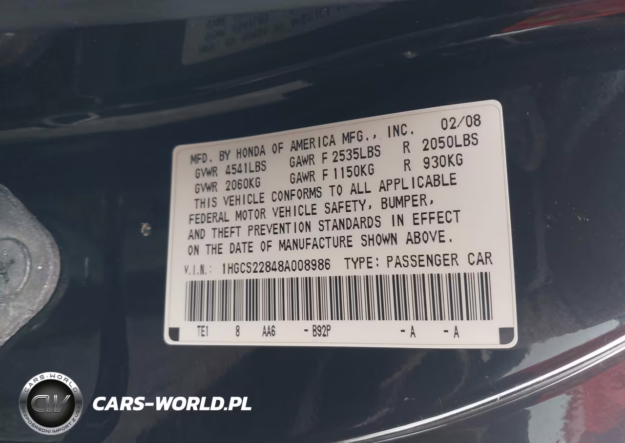 2008 Honda Accord 3.5 Ex-L VIN:1HGCS22848A008986 - 9