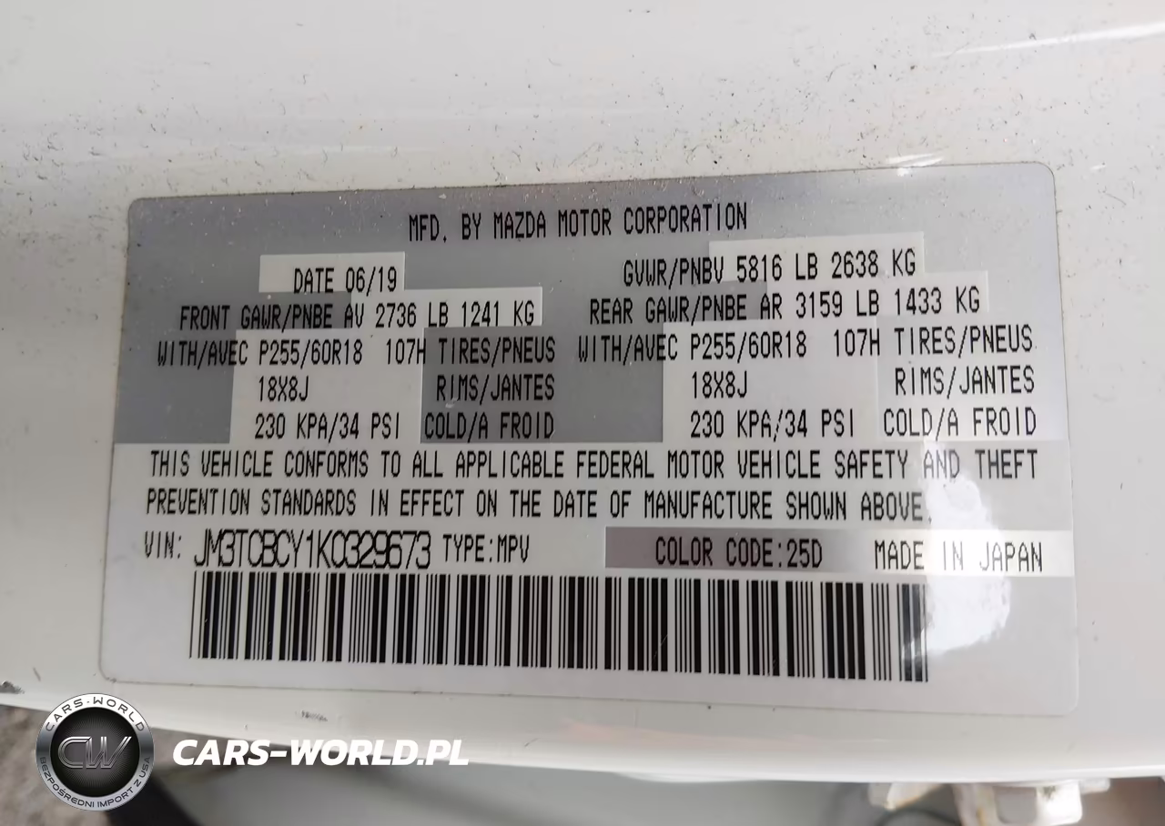 2019 Mazda Cx-9 Touring VIN:JM3TCBCY1K0329673 - 9
