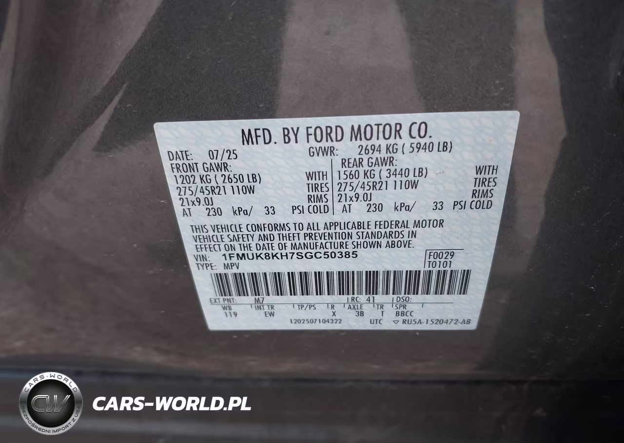 2025 Ford Explorer St-Line VIN:1FMUK8KH7SGC50385 - 9
