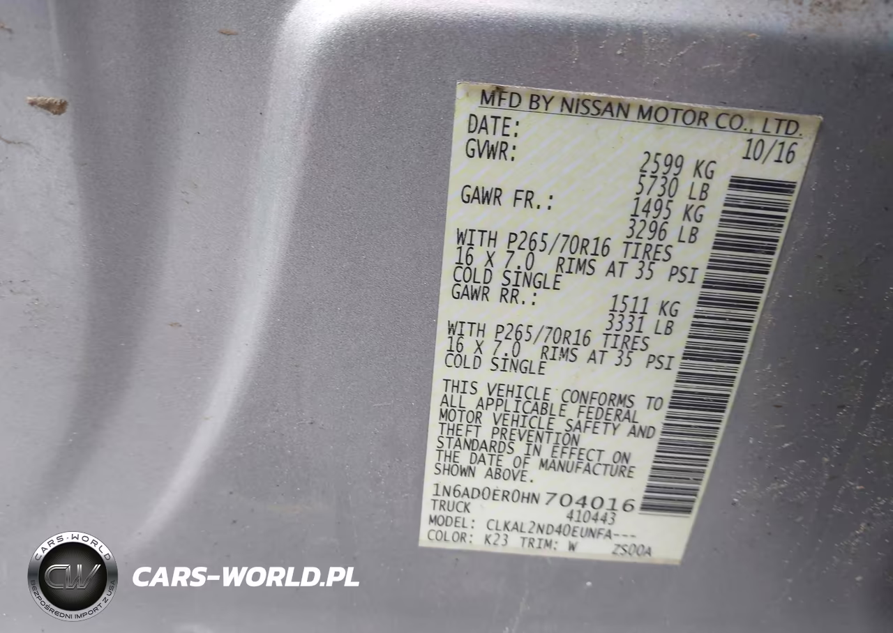 2017 Nissan Frontier Sv VIN:1N6AD0ER0HN704016 - 9