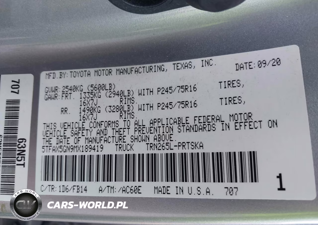 2021 Toyota Tacoma Sr VIN:5TFAX5GN9MX189419 - 9