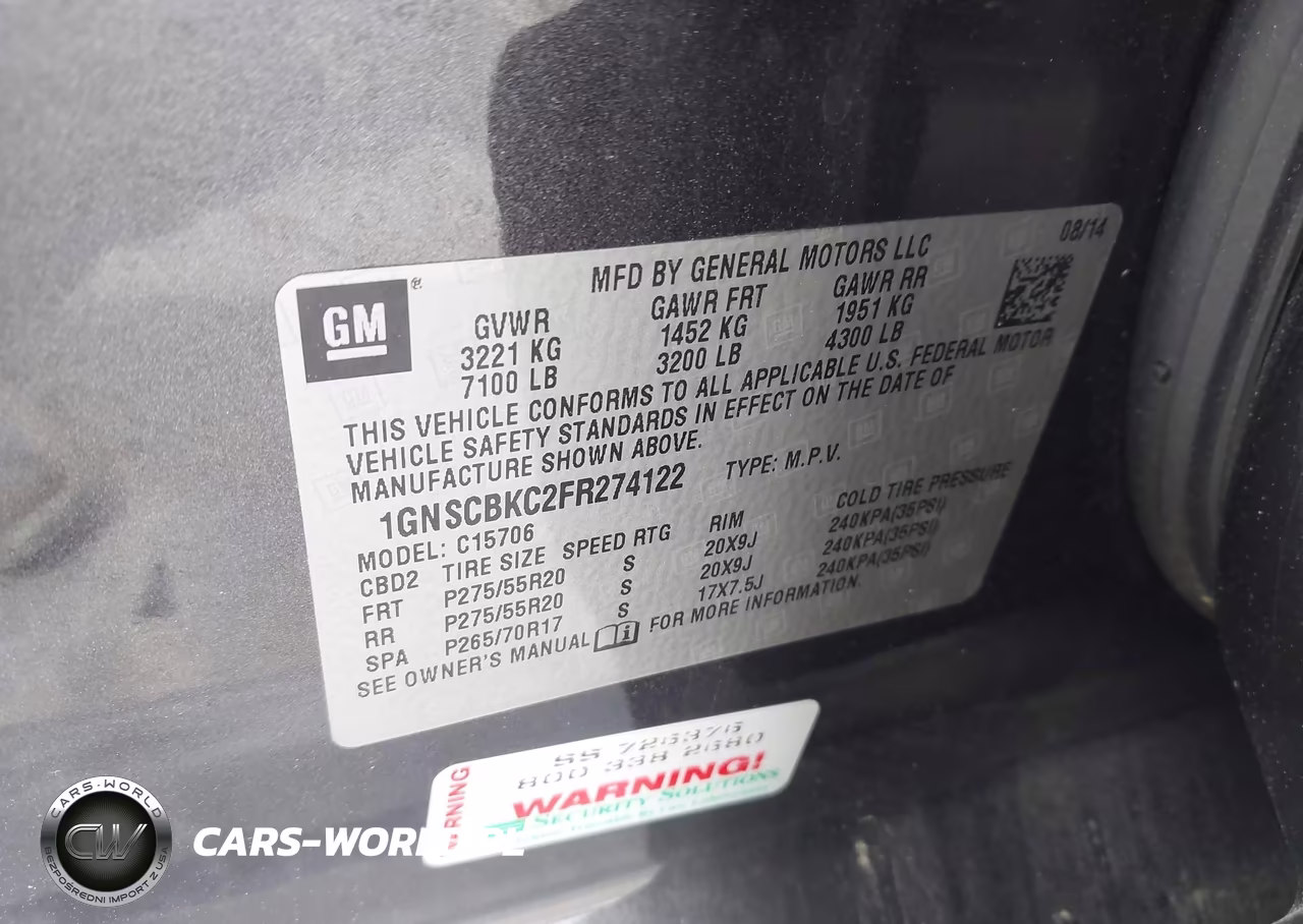 2015 Chevrolet Tahoe Lt VIN:1GNSCBKC2FR274122 - 9