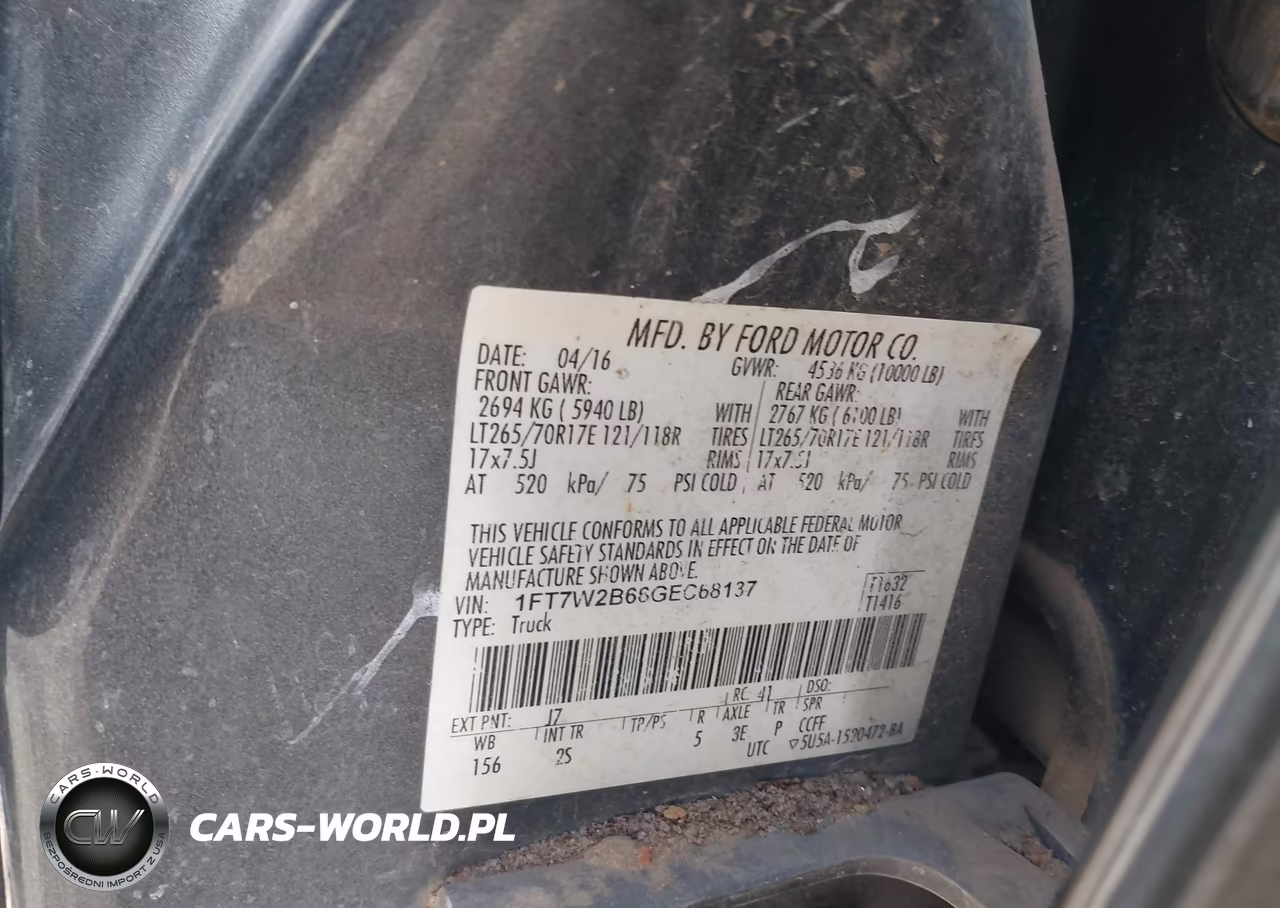 2016 Ford F-250 Xl VIN:1FT7W2B66GEC68137 - 9